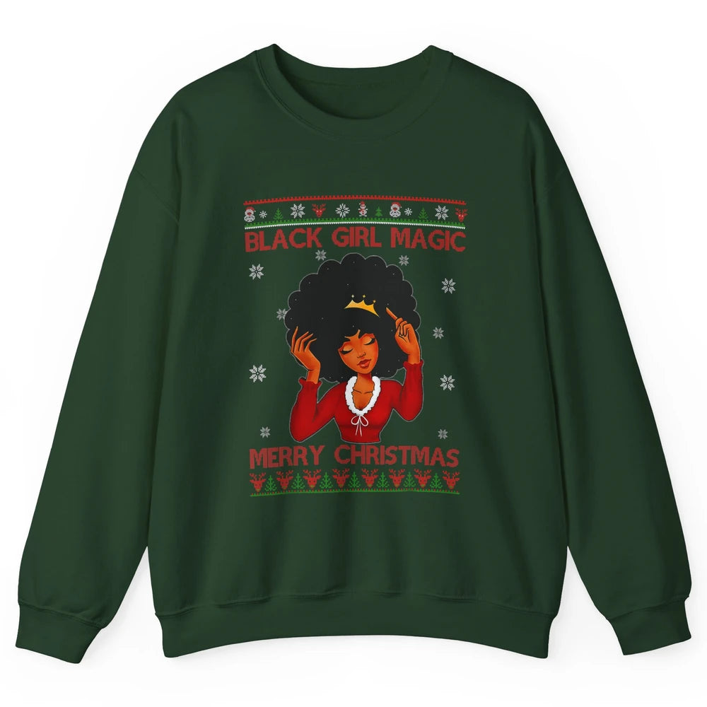 Ugly African Girl American Melanin Christmas Santa Hat Afro Unisex Crewneck Sweatshirt