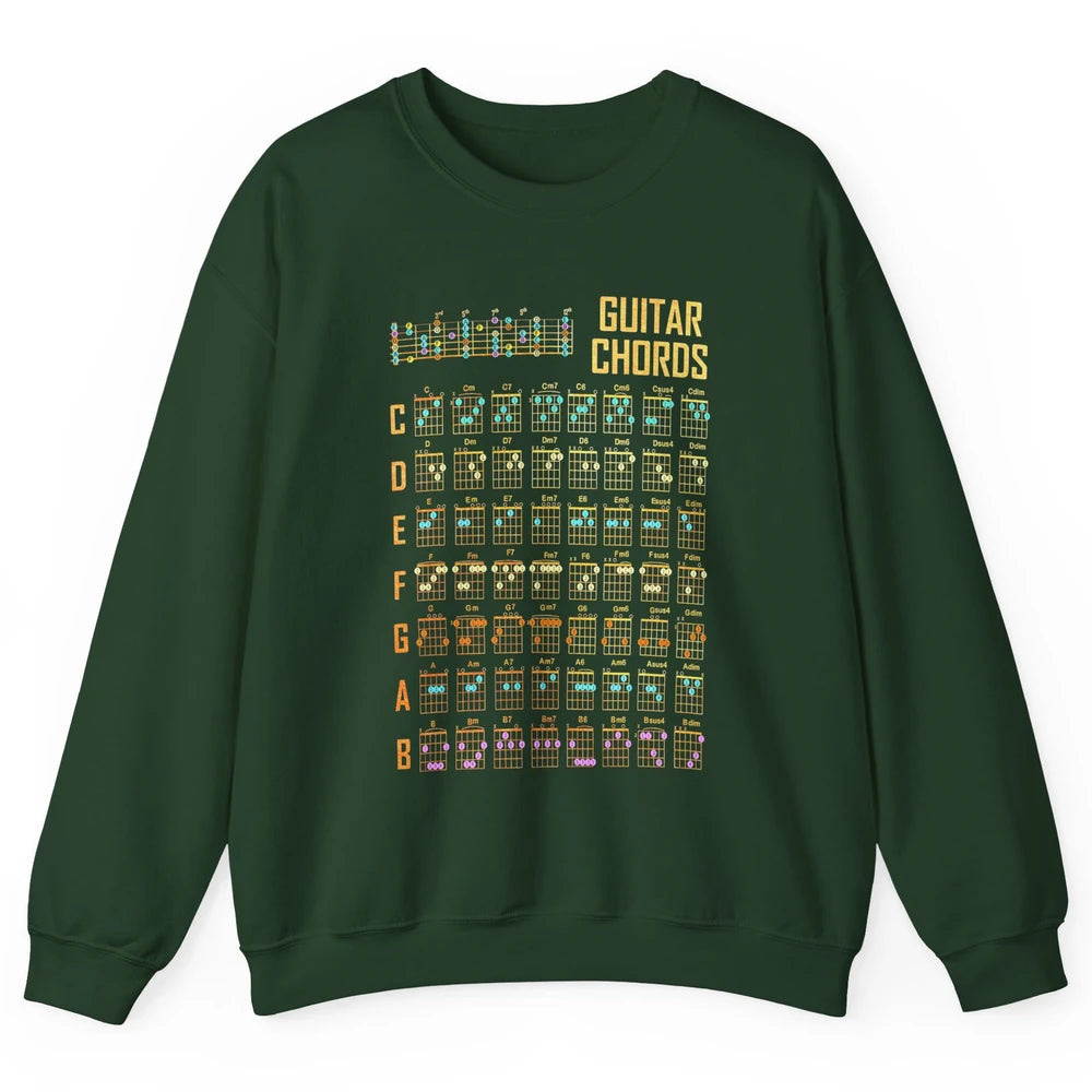 Music Art Guitar Chords Retro Guitarist Play Guitar Musician Unisex Crewneck Sweatshirt
