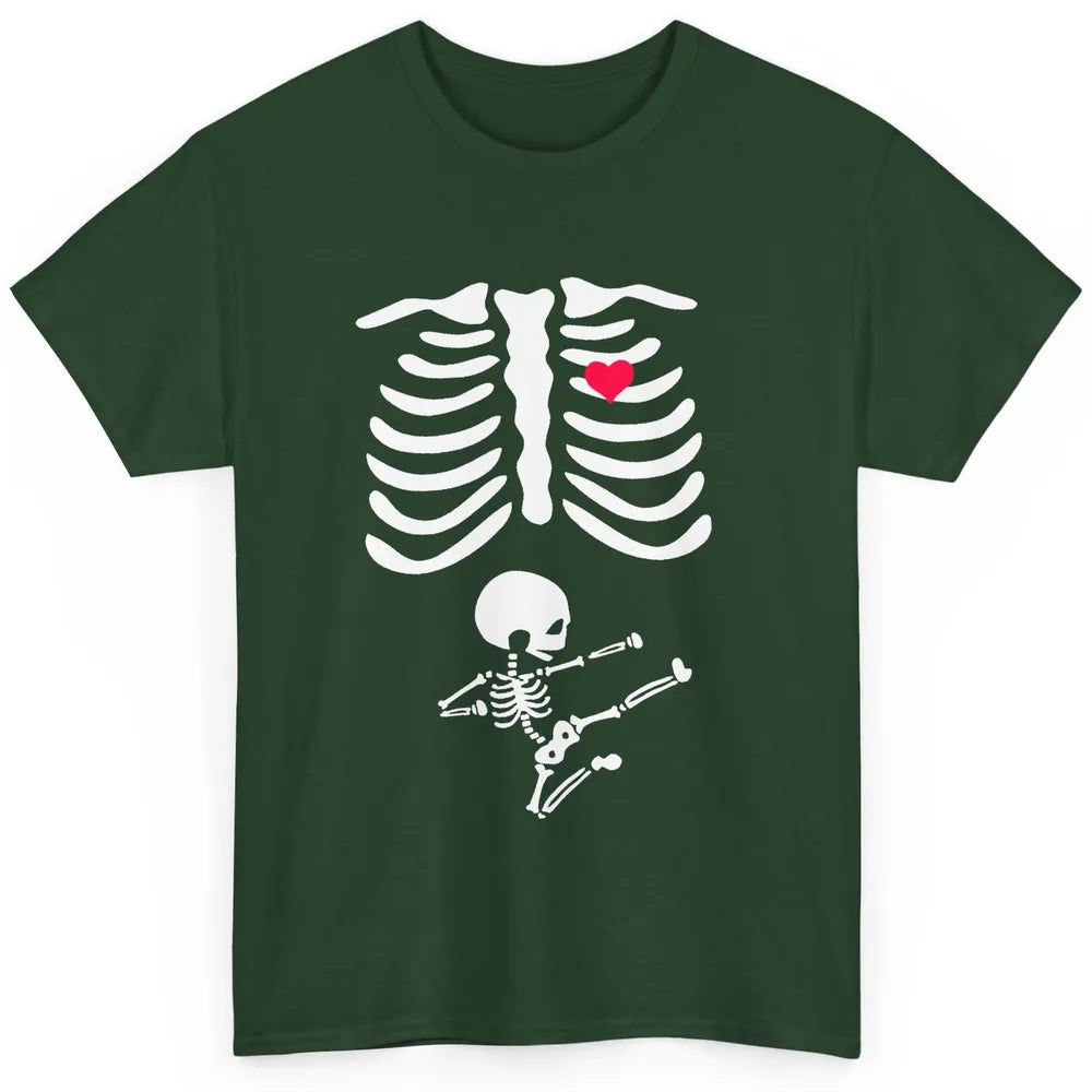 Pregnant Halloween Skeleton Naughty Baby Boy Pumpkin Costume Classic Unisex T-Shirt