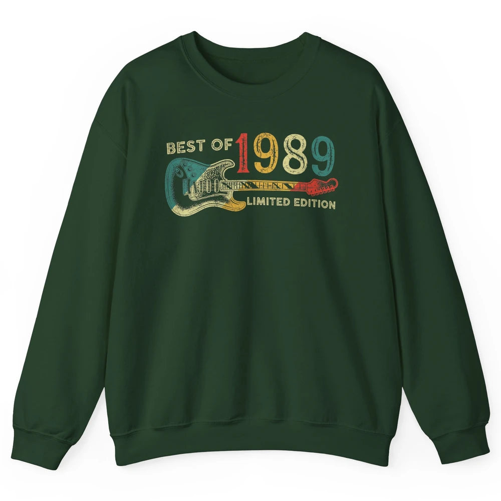 Retro 1989 Electric Guitar Birthday Guitarist Vintage 80s Unisex Crewneck Sweatshirt