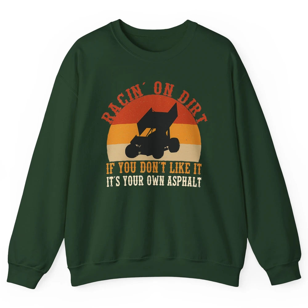 Racing On Dirt Truck Sprint Car Retro Race Track Vintage Unisex Crewneck Sweatshirt