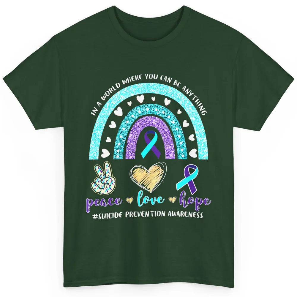 Peace Hope Love Rainbow Suicide Prevention Awareness Month Classic Unisex T-Shirt