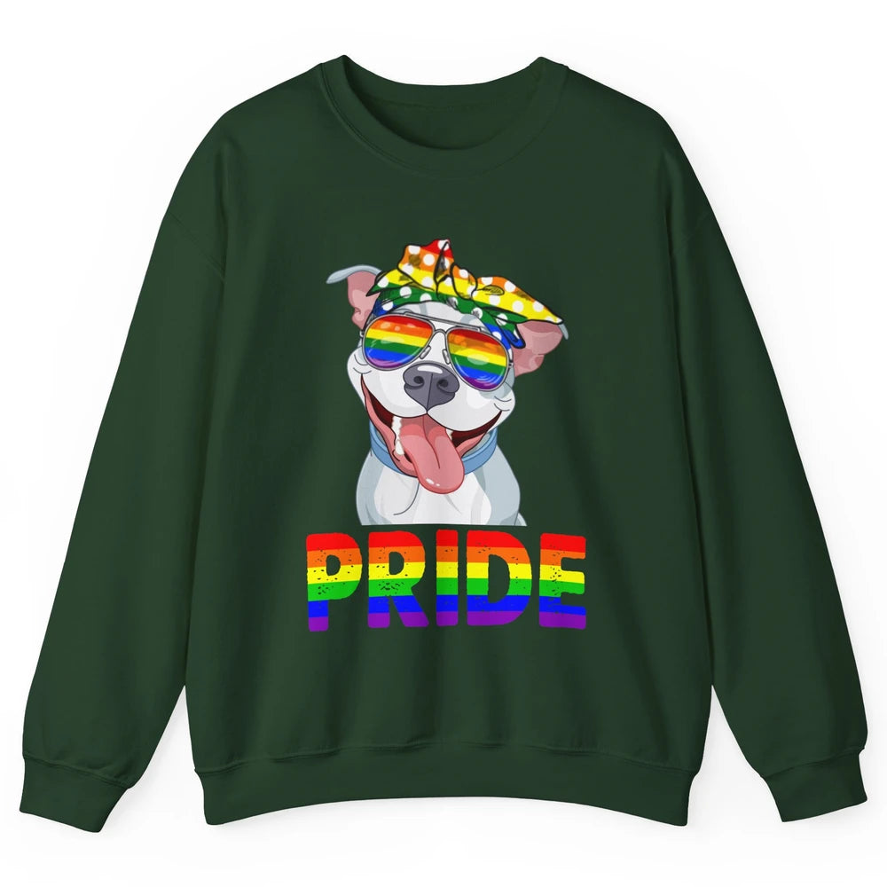 Pitbull Pride Dog Mom LGBT Gay Pride Month Unisex Crewneck Sweatshirt