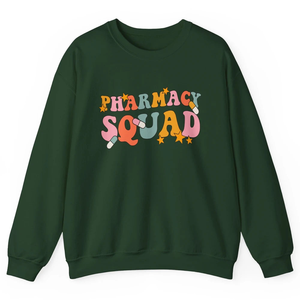 Pharmacy Squad Pharmacist Groovy Halloween Spooky Season Unisex Crewneck Sweatshirt