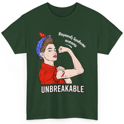 Raynaud's Syndrome Red Blue Ribbon Strong Woman Unbreakable Classic Unisex T-Shirt