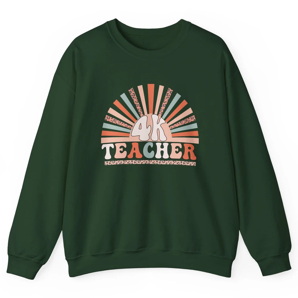 Retro 4k Teacher Kindergarten Back to School Pre-K Teacher Unisex Crewneck Sweatshirt