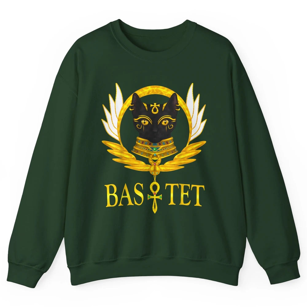 Retro Ancient Egyptian Cat Egypt Goddess Bastet Wings Horus Unisex Crewneck Sweatshirt