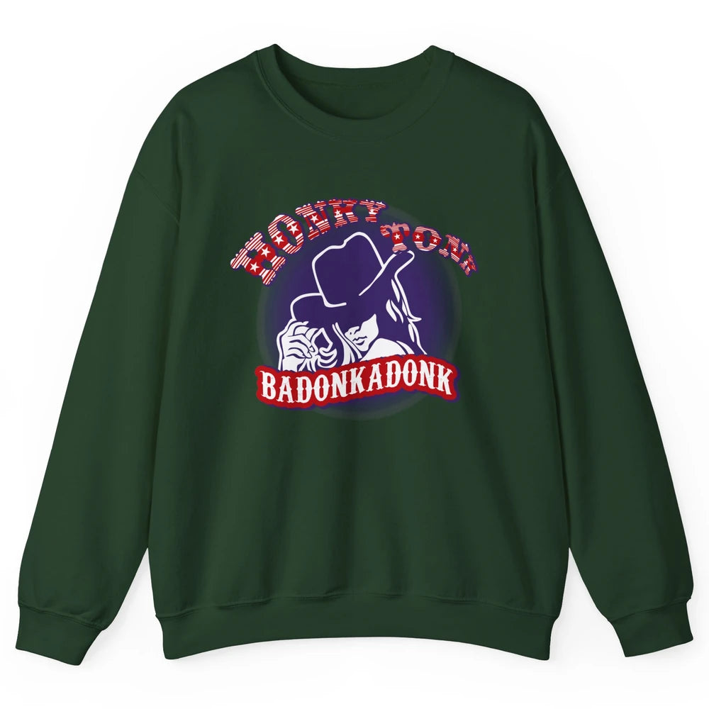Retro Cowgirl Honky Tonk Badonkadonk Western Country Unisex Crewneck Sweatshirt