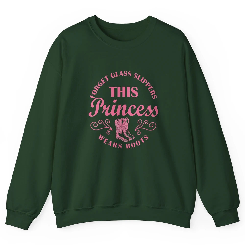 Princess Cowboy Boots Western Country Cowgirl Girls Rodeo Unisex Crewneck Sweatshirt