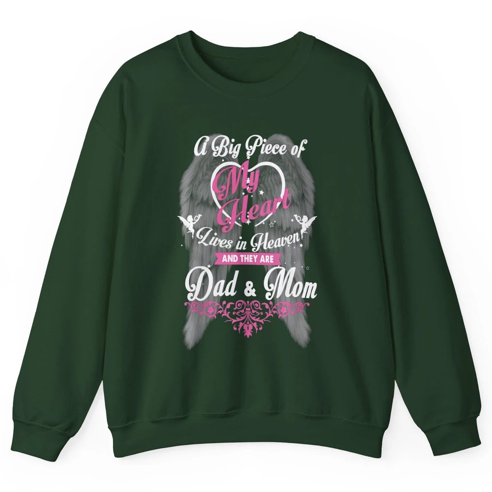 Parents Heaven Dad And Mom In Heaven Angel Wings Guardian Unisex Crewneck Sweatshirt