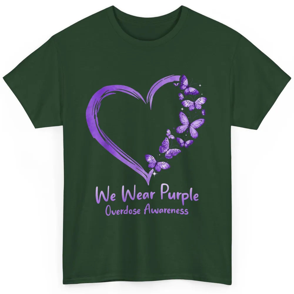 Overdose Awareness Month Love Purple Butterfly Heart Warrior Classic Unisex T-Shirt