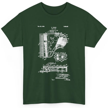 Piano Patent Style Vintage Grand Pianist Line Art Drawing Classic Unisex T-Shirt