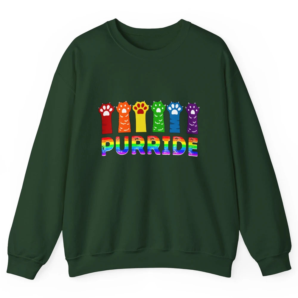 Purride Funny Cat Lover LGBT Pride Awareness Gift LGBT Month Unisex Crewneck Sweatshirt