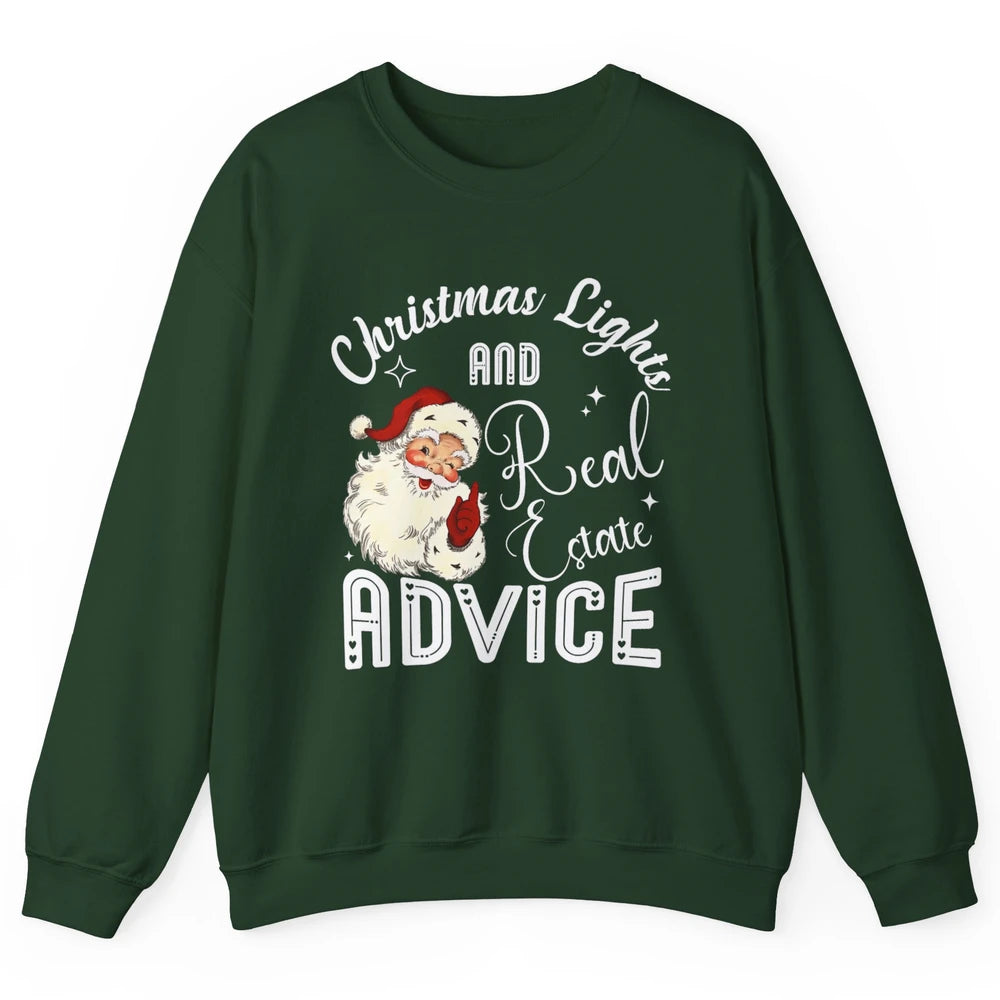 Merry Christmas Xmas Lights Santa Realtor Real Estate Advice Unisex Crewneck Sweatshirt