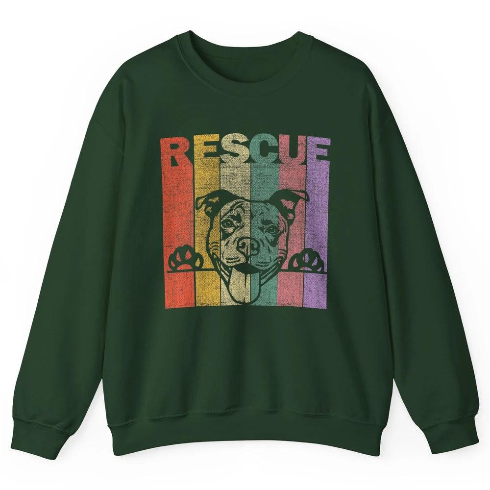 Rescue Dog Pitbull Puppy Adopt Vintage Funny Pet Rescuer Mom Unisex Crewneck Sweatshirt