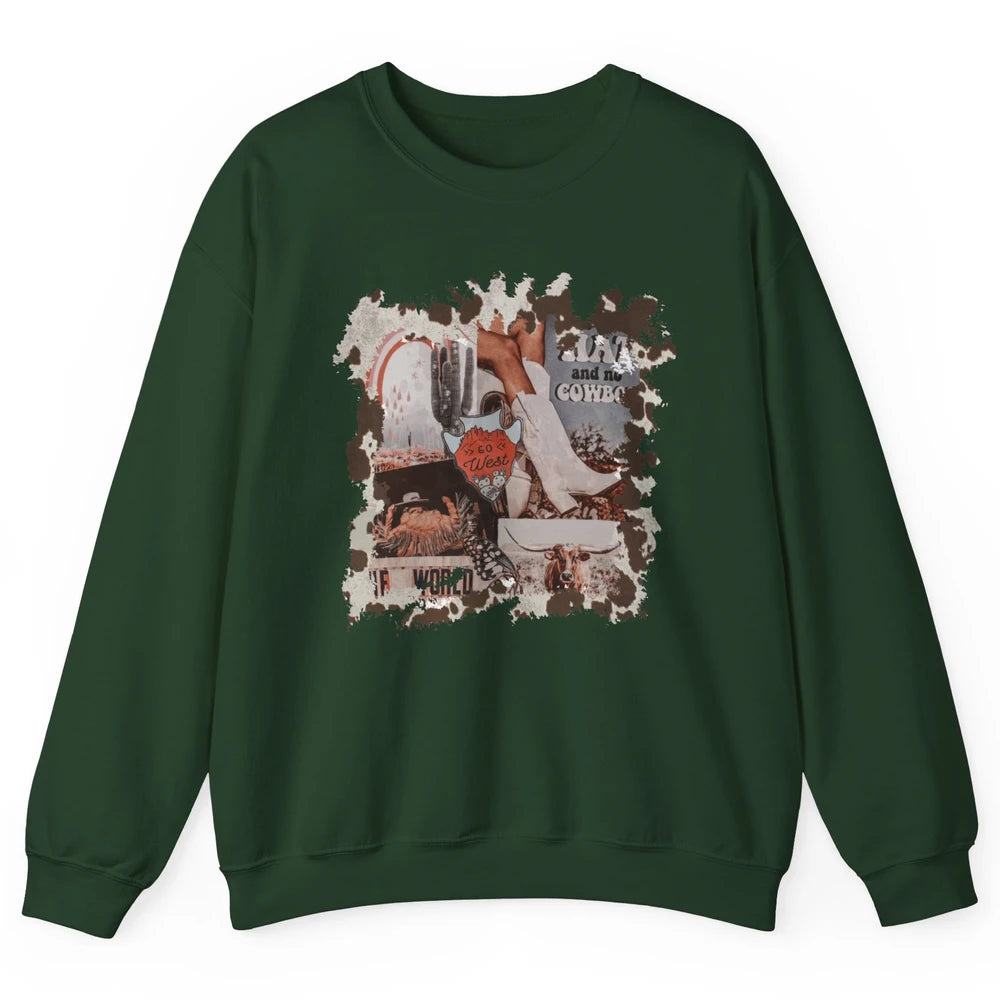 Retro Cowgirl Boots Desert Cactus Go West Western Country Unisex Crewneck Sweatshirt