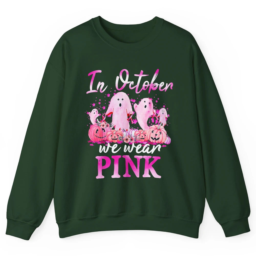 October Wear Ghost Boo Pink Ribbon Breast Cancer Awareness Unisex Crewneck Sweatshirt
