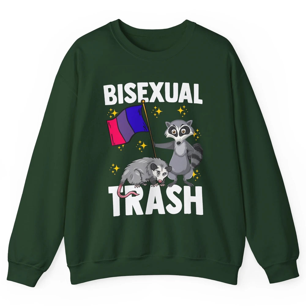 Raccoon LGBT Bisexual Trash Funny Flag Pride Animal Lovers Unisex Crewneck Sweatshirt