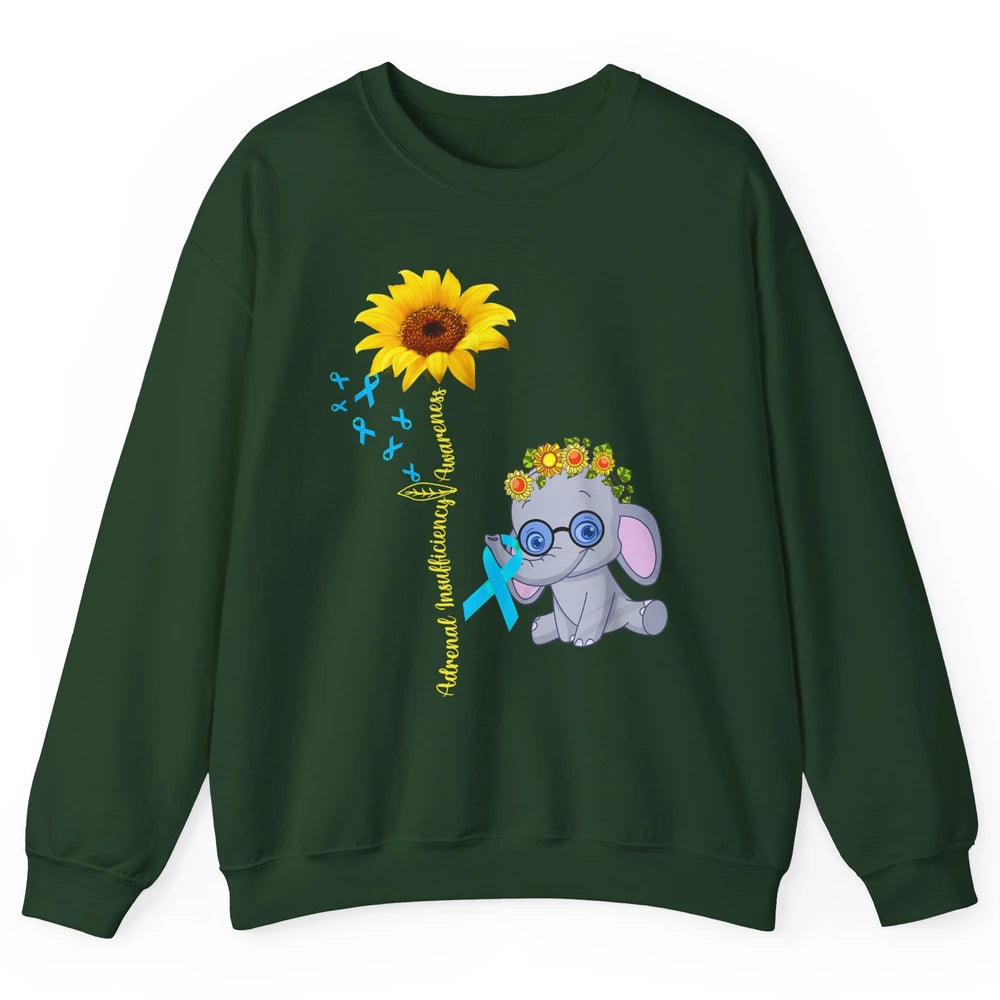 Adrenal Insufficiency Awareness Baby Elephant Sunflower Unisex Crewneck Sweatshirt