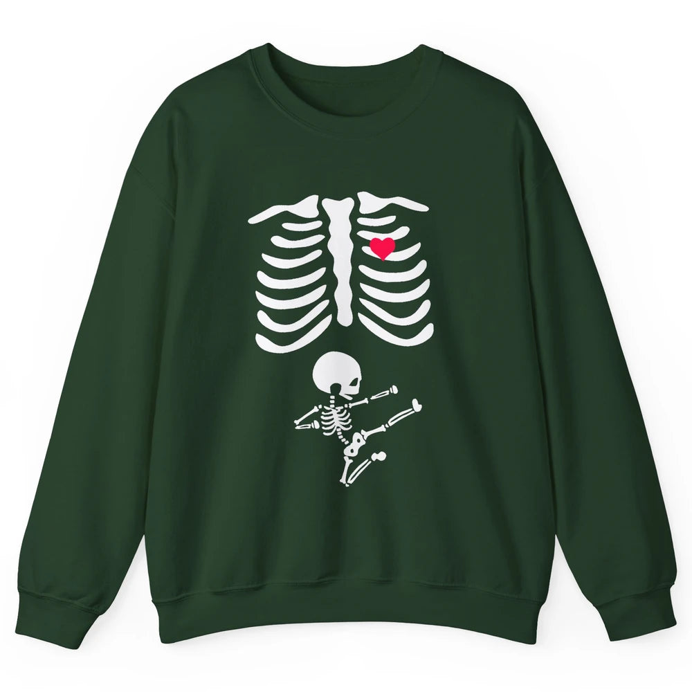 Pregnant Halloween Skeleton Naughty Baby Boy Pumpkin Costume Unisex Crewneck Sweatshirt