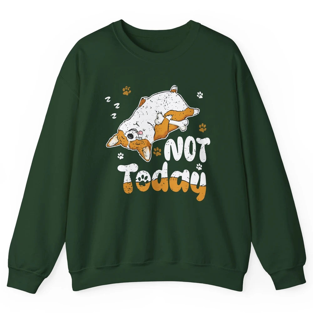 Retro Lazy Corgi Not Today World Lazy Day Corgi Dog Lovers Unisex Crewneck Sweatshirt