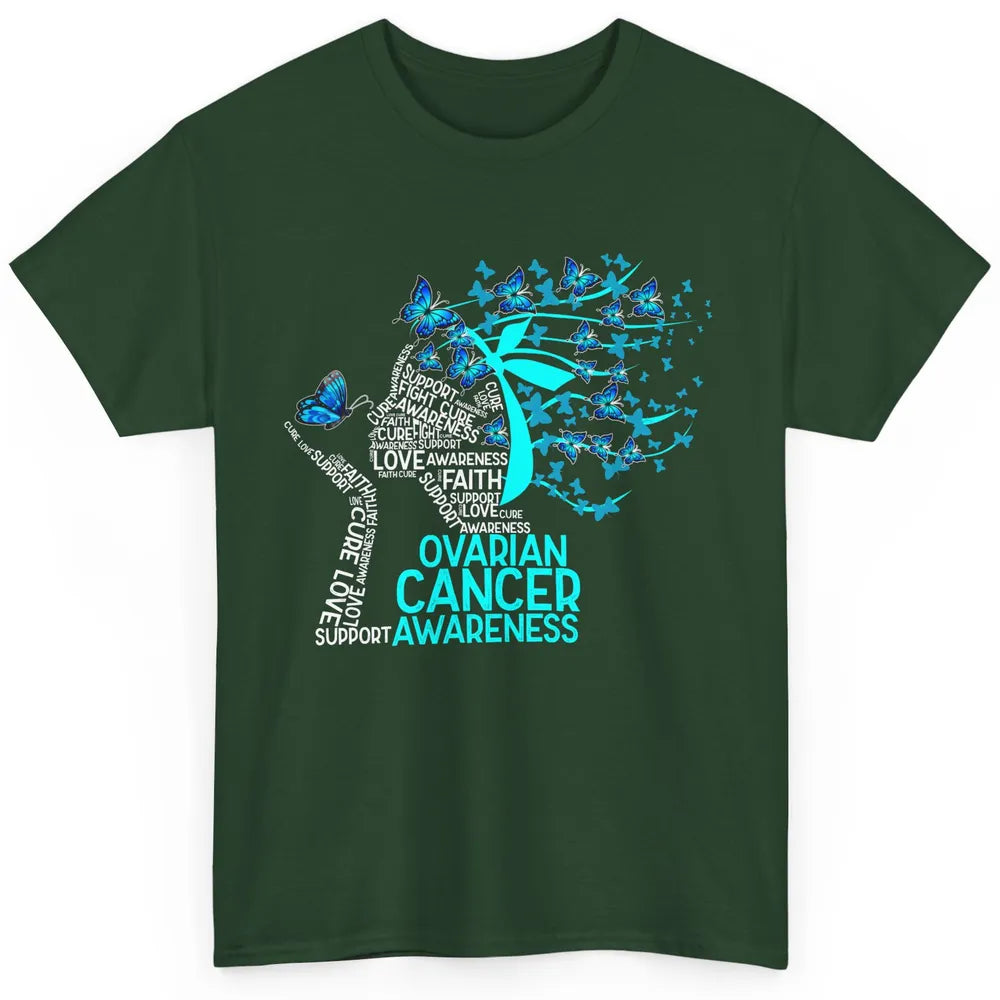 Ovarian Cancer Awareness Hope Love Cure Teal Ribbon Classic Unisex T-Shirt