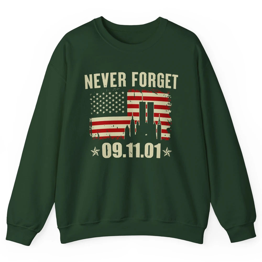 Retro Never Forget 911 American Flag Patriotic Memorial Gift Unisex Crewneck Sweatshirt