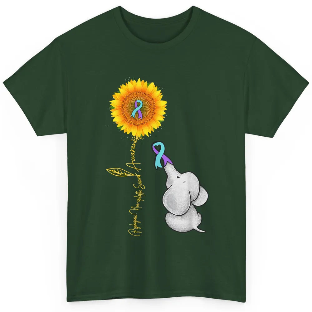 PNES Awareness Purple Teal Ribbon Sunflower Baby Elephant Classic Unisex T-Shirt