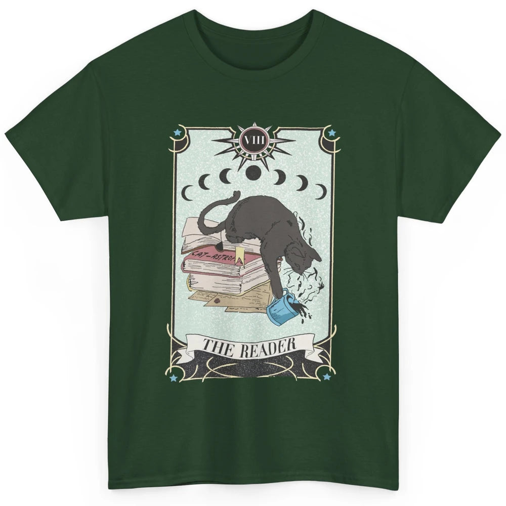 Retro Cat Books The Reader Tarot Card Halloween Reading Gift Classic Unisex T-Shirt