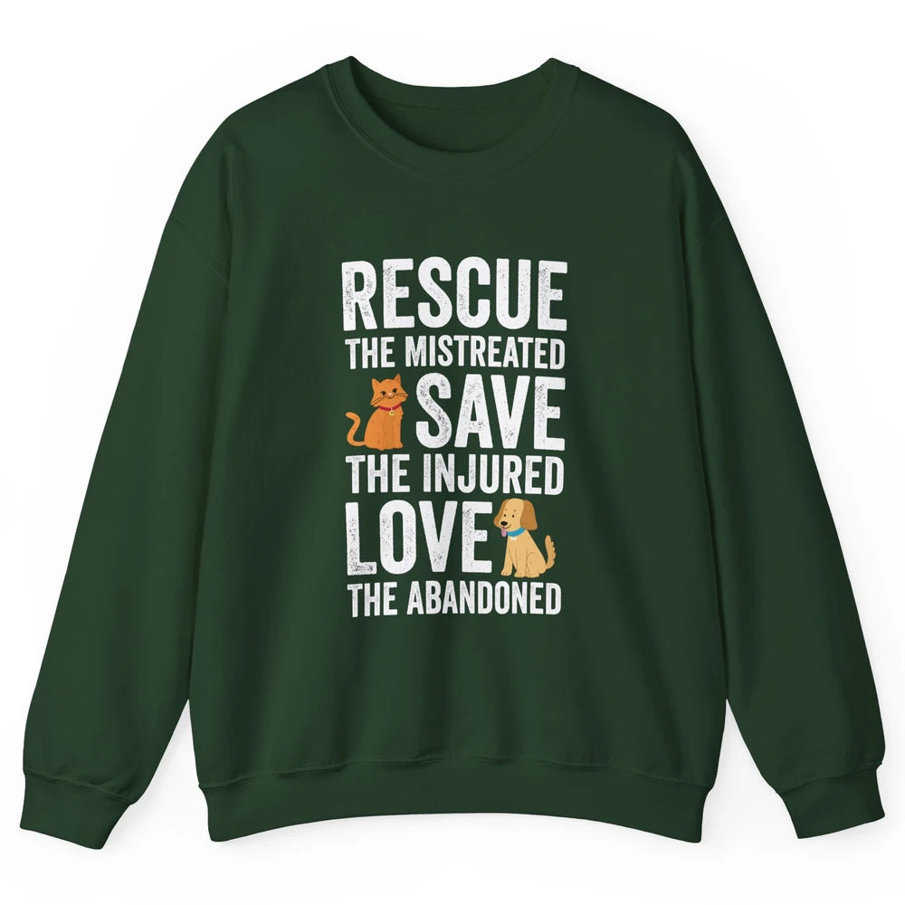 Rescue Mistreated Save Injured Adopt Dog Cat Animal Rescuer Unisex Crewneck Sweatshirt