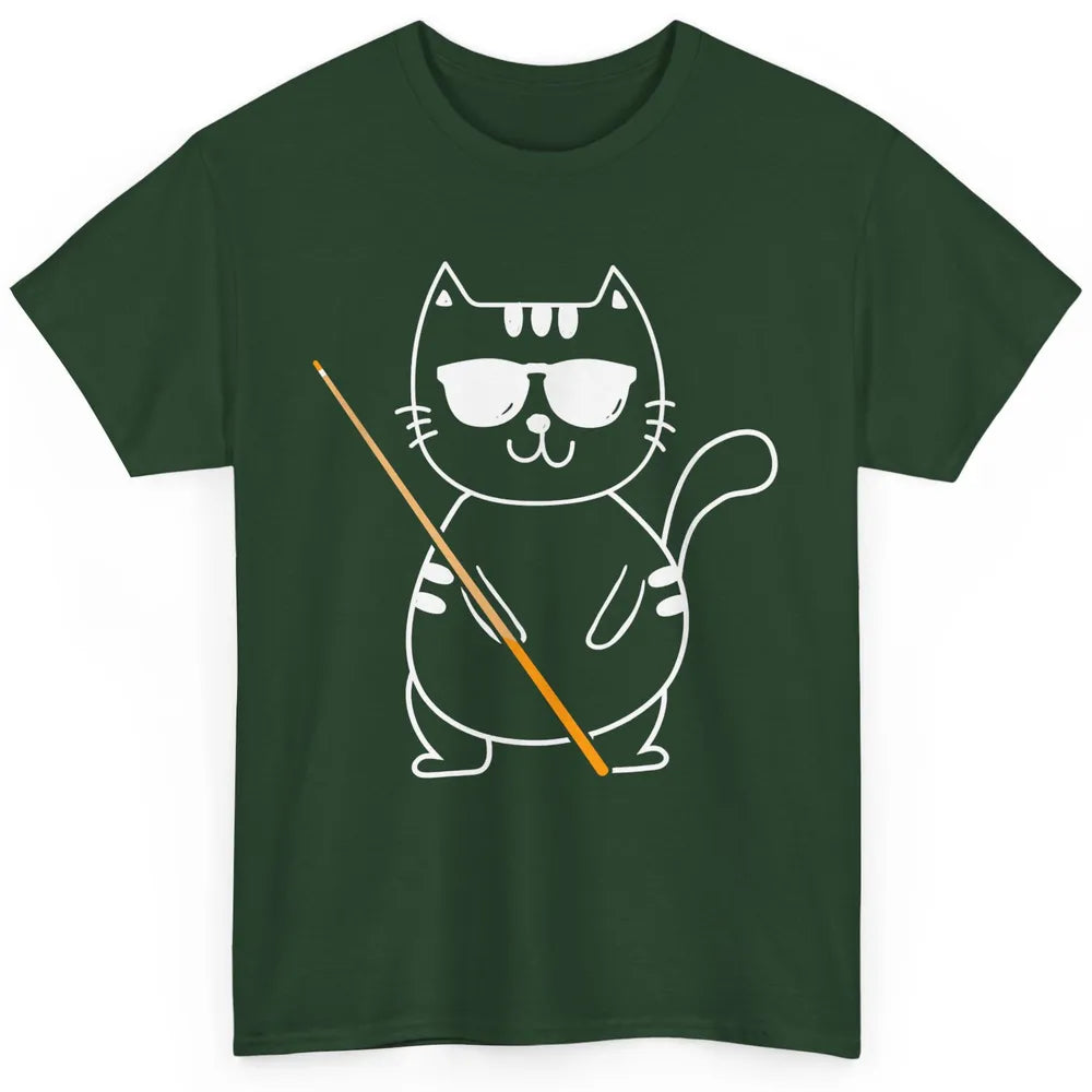 Pool Player Cool Cat Sunglasses Eight Balls Pool Snooker Pun Classic Unisex T-Shirt