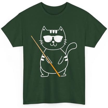 Pool Player Cool Cat Sunglasses Eight Balls Pool Snooker Pun Classic Unisex T-Shirt