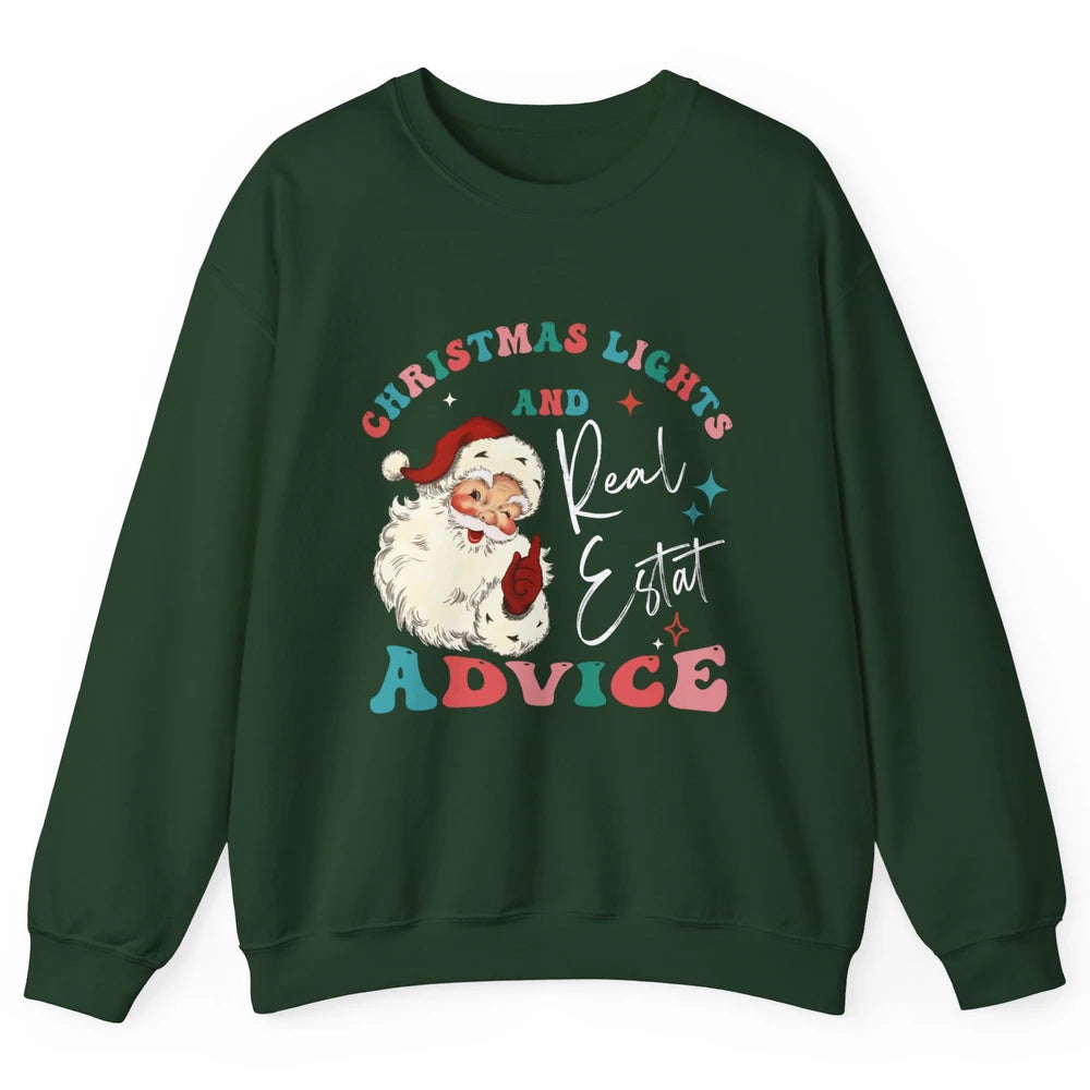 Merry Christmas Xmas Lights Santa Realtor Real Estate Advice Unisex Crewneck Sweatshirt