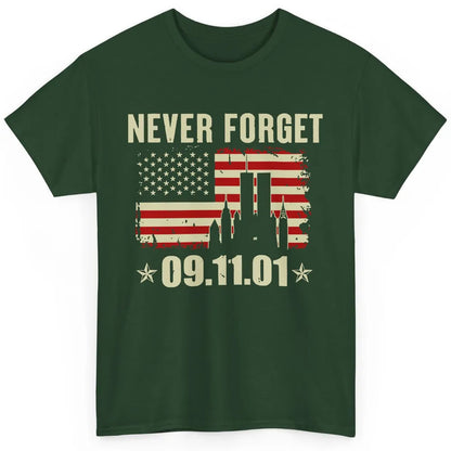 Retro Never Forget 911 American Flag Patriotic Memorial Gift Classic Unisex T-Shirt