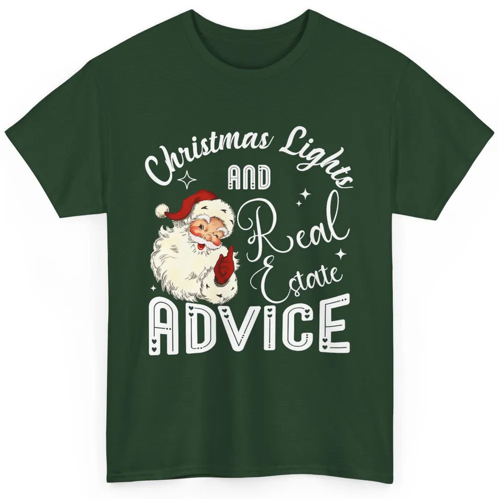 Merry Christmas Xmas Lights Santa Realtor Real Estate Advice Classic Unisex T-Shirt