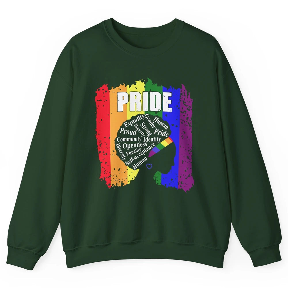 Proud Afro Girl Gay Pride Month Equality Unisex Crewneck Sweatshirt