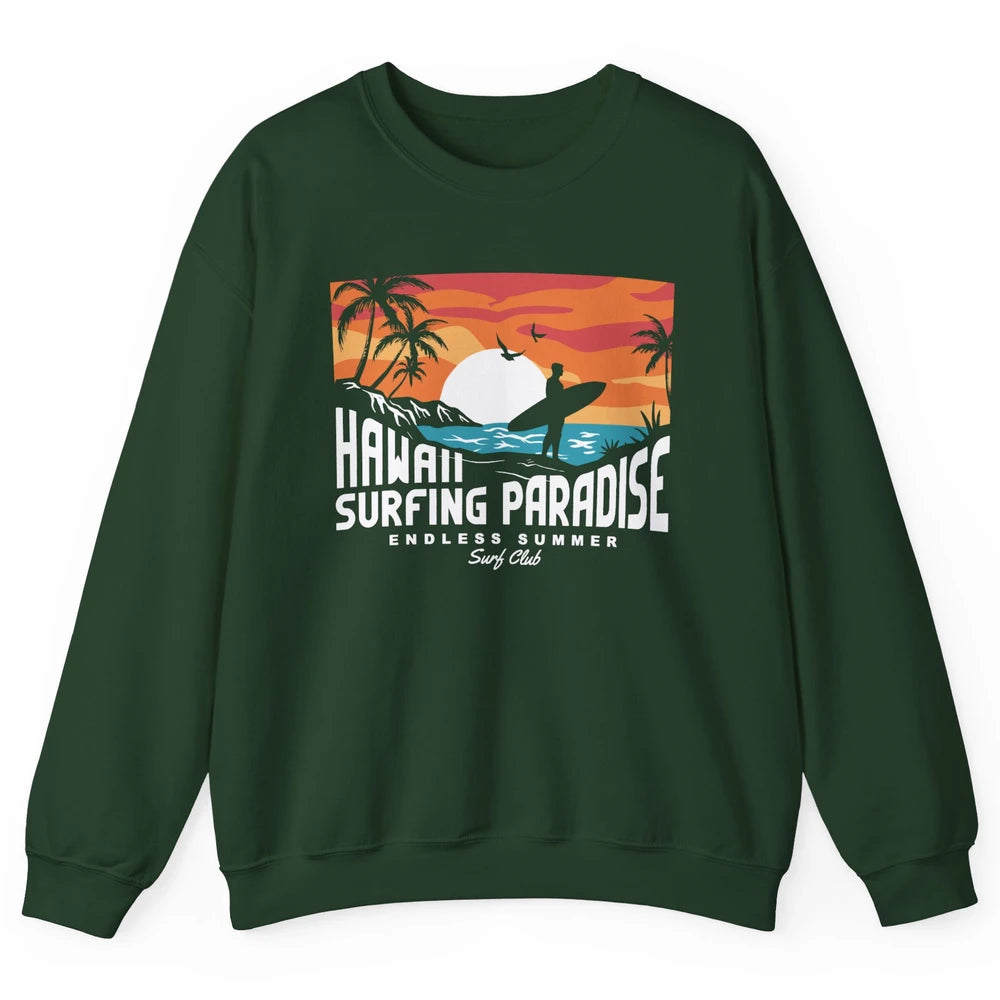 Retro Hawaii Palms Surfing Paradise Surf Club Endless Summer Unisex Crewneck Sweatshirt