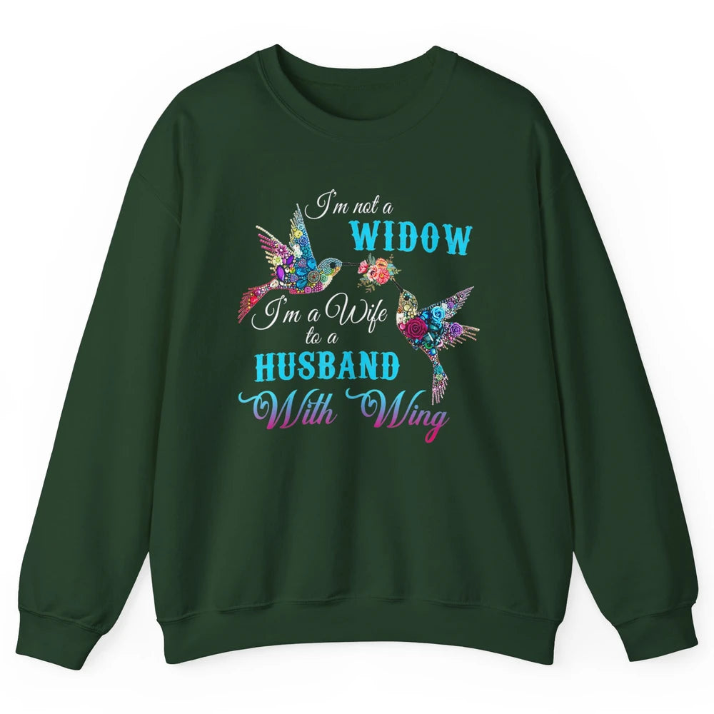 Not Widow Wife Of Husband In Heaven Angel With Wings Birds Unisex Crewneck Sweatshirt
