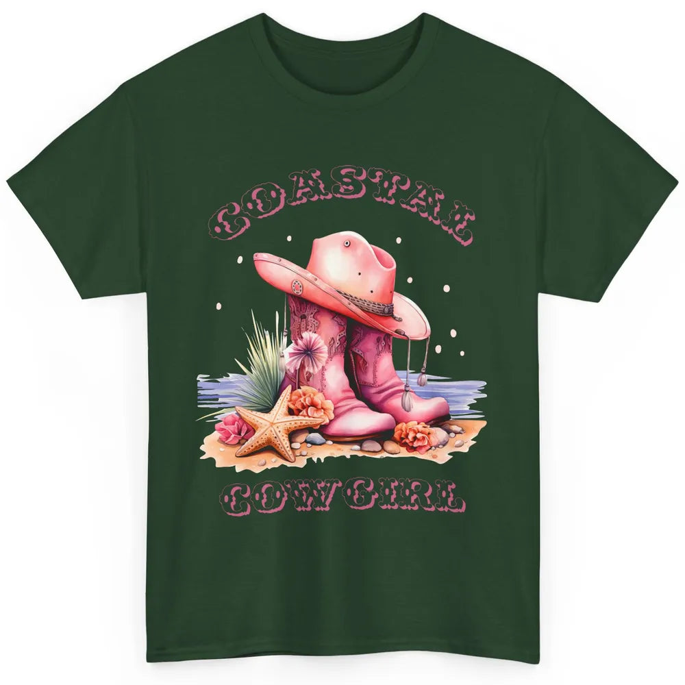 Retro Cowgirl Boots Coastal Cowgirl Western Country Beach Classic Unisex T-Shirt