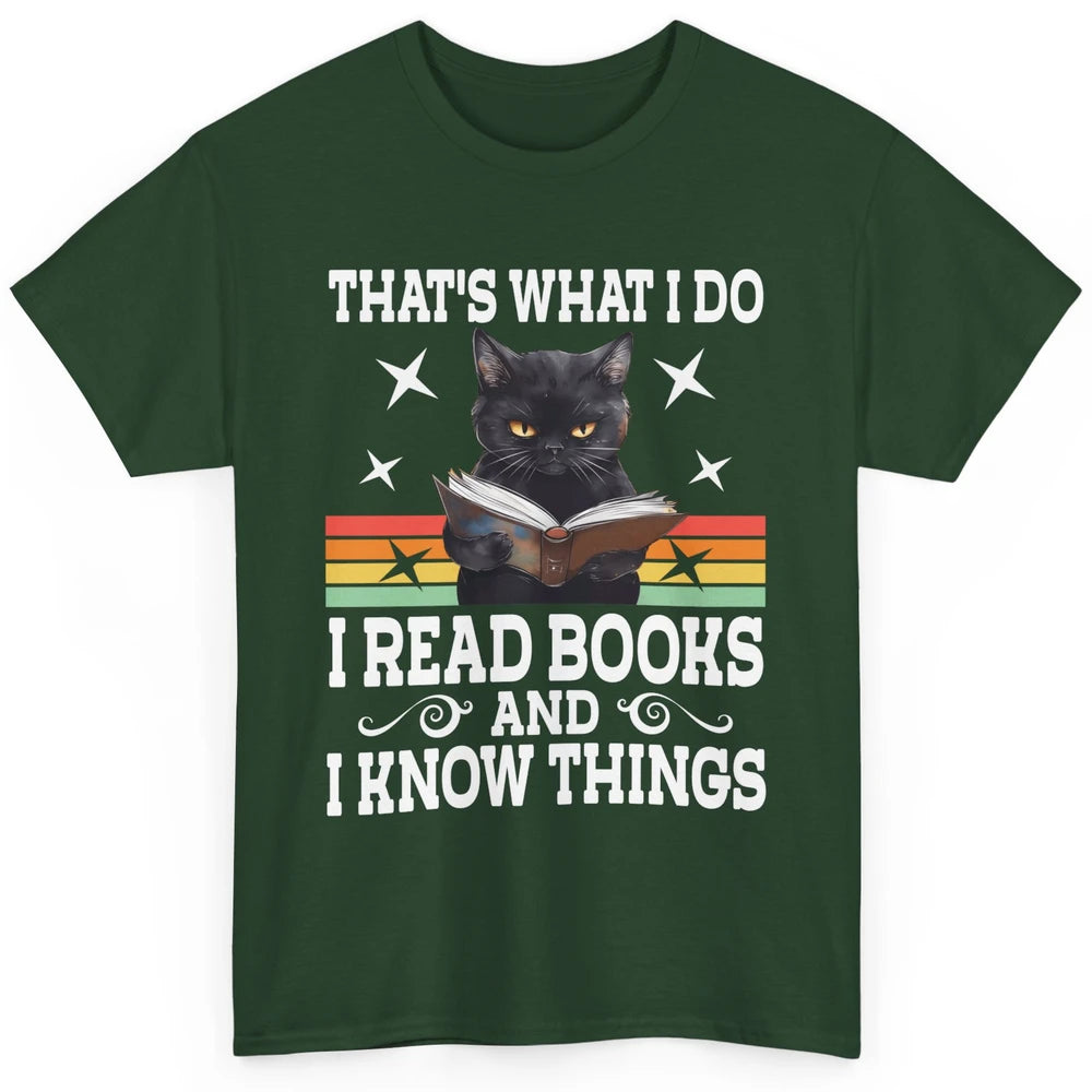 Retro Cat Books The Reader Black Cat Reading Books Bookish Bookworm Kitten Classic Unisex T-Shirt