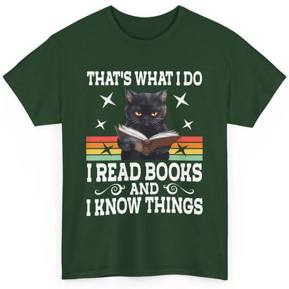 Retro Cat Books The Reader Black Cat Reading Books Bookish Bookworm Kitten Classic Unisex T-Shirt