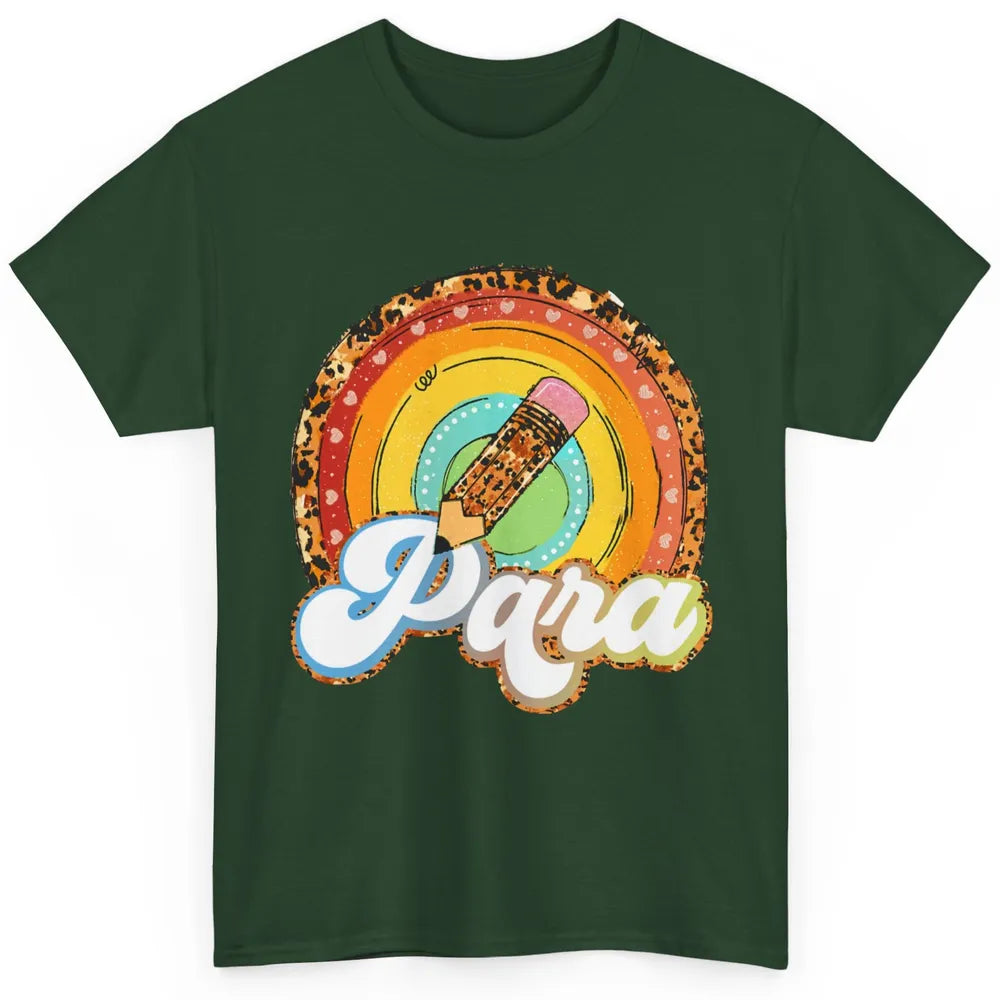 Retro Leopard Rainbow Paraprofessional Teacher Para Squad Classic Unisex T-Shirt