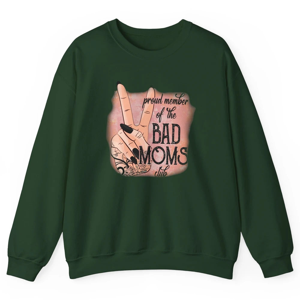 Retro Proud Member Of Bad Moms Club Tattooed Mom Western Unisex Crewneck Sweatshirt