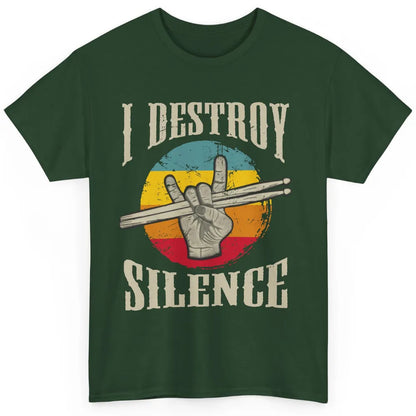 Retro Drummer I Destroy Silence Drumsticks Drumming Lovers Classic Unisex T-Shirt