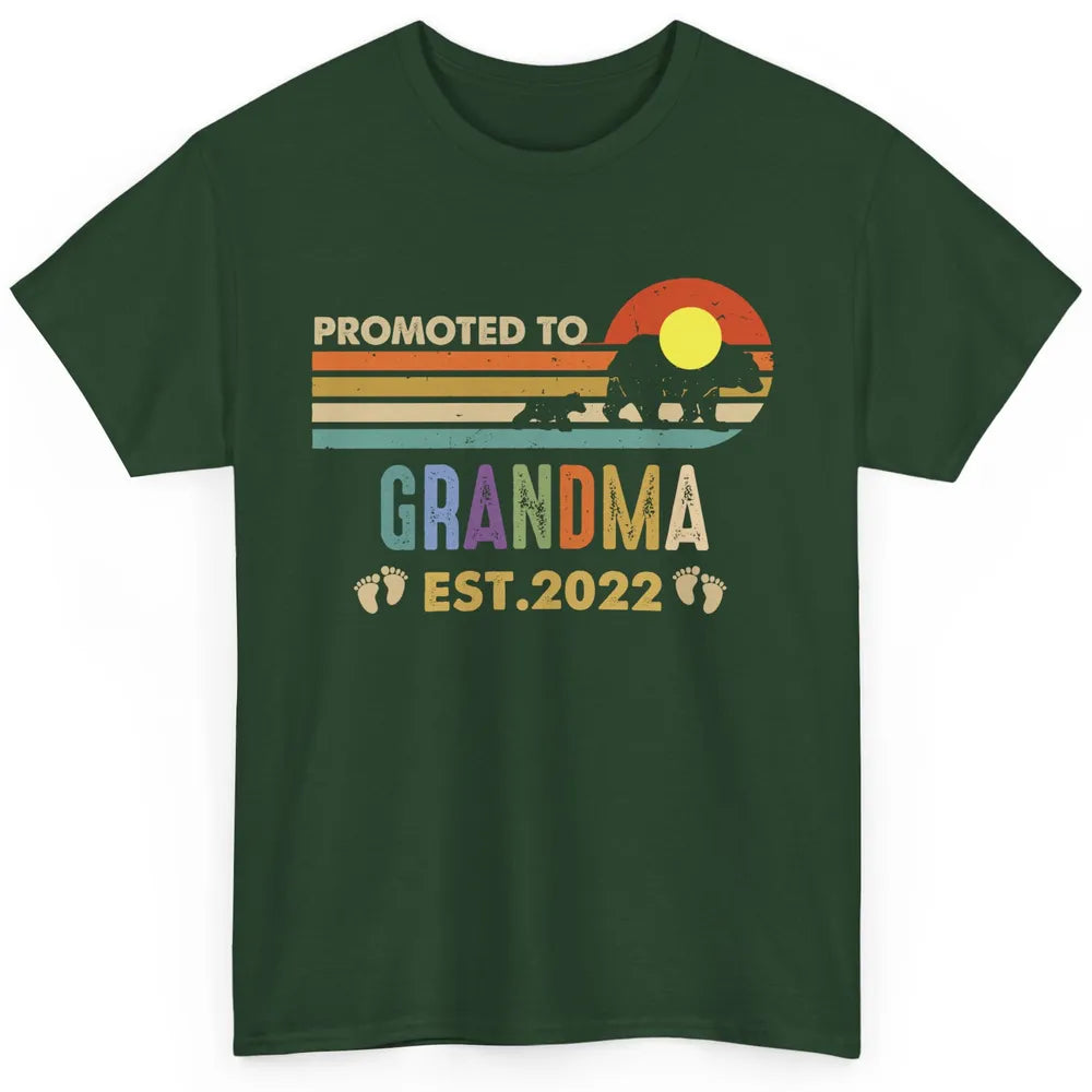 Retro Bear Sunset Promoted To Grandma Est 2022 Pregnancy Classic Unisex T-Shirt
