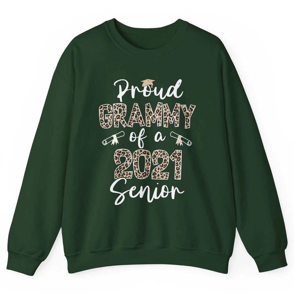 Proud Grammy Of A 2021 Senior Senior 2021 Grad Party Leopard Unisex Crewneck Sweatshirt