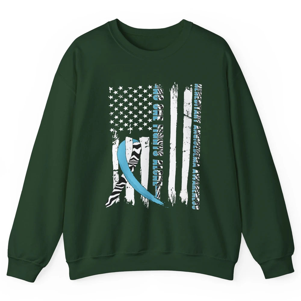 Retro Hereditary Angioedema No One Fight Alone Zebra Ribbon Unisex Crewneck Sweatshirt