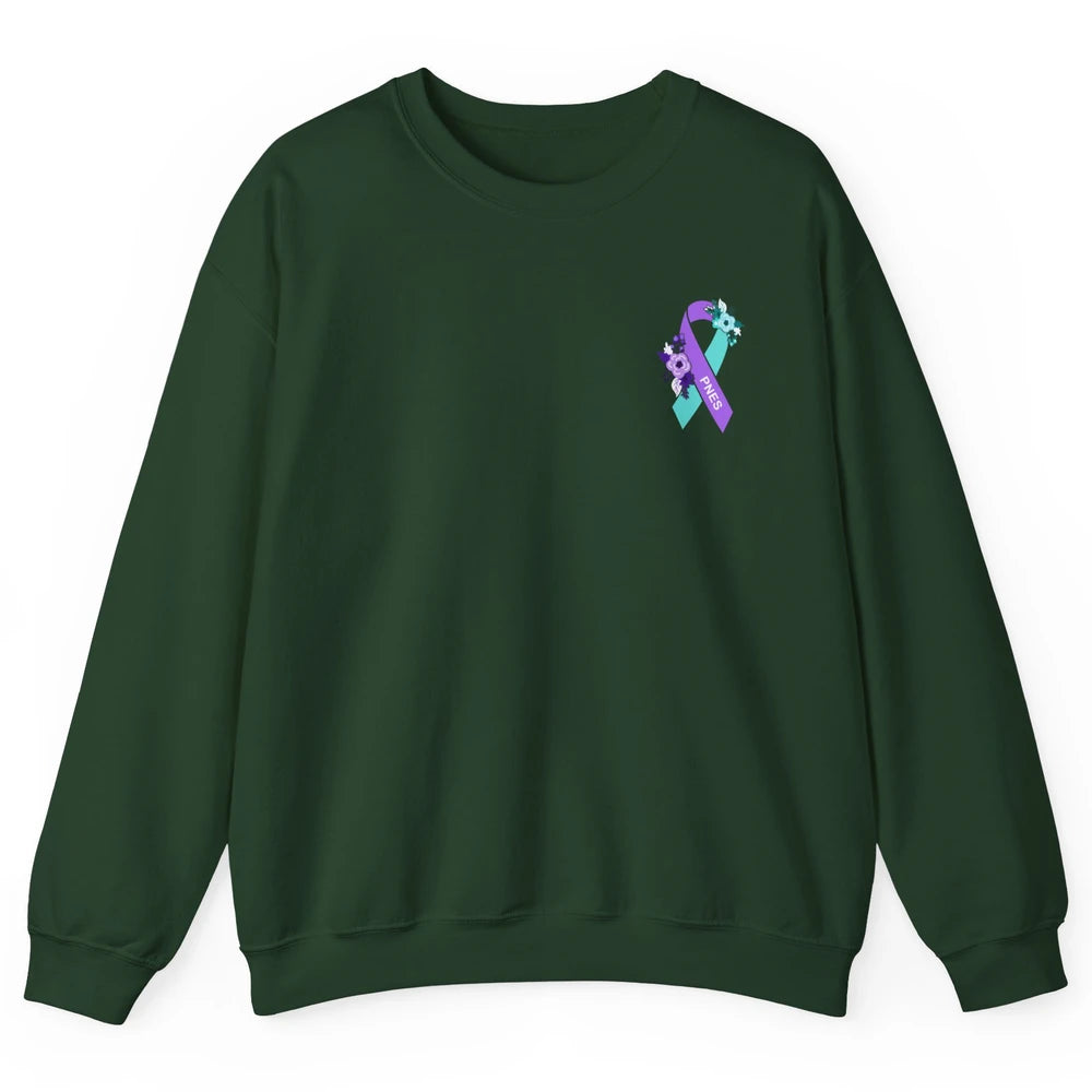 Psychogenic Non-epileptic Seizures PNES Purple Teal Ribbon Unisex Crewneck Sweatshirt