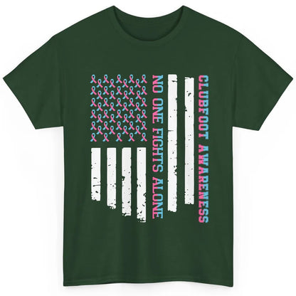 Retro Clubfoot Awareness Ribbon No One Fight Alone US Flag Classic Unisex T-Shirt