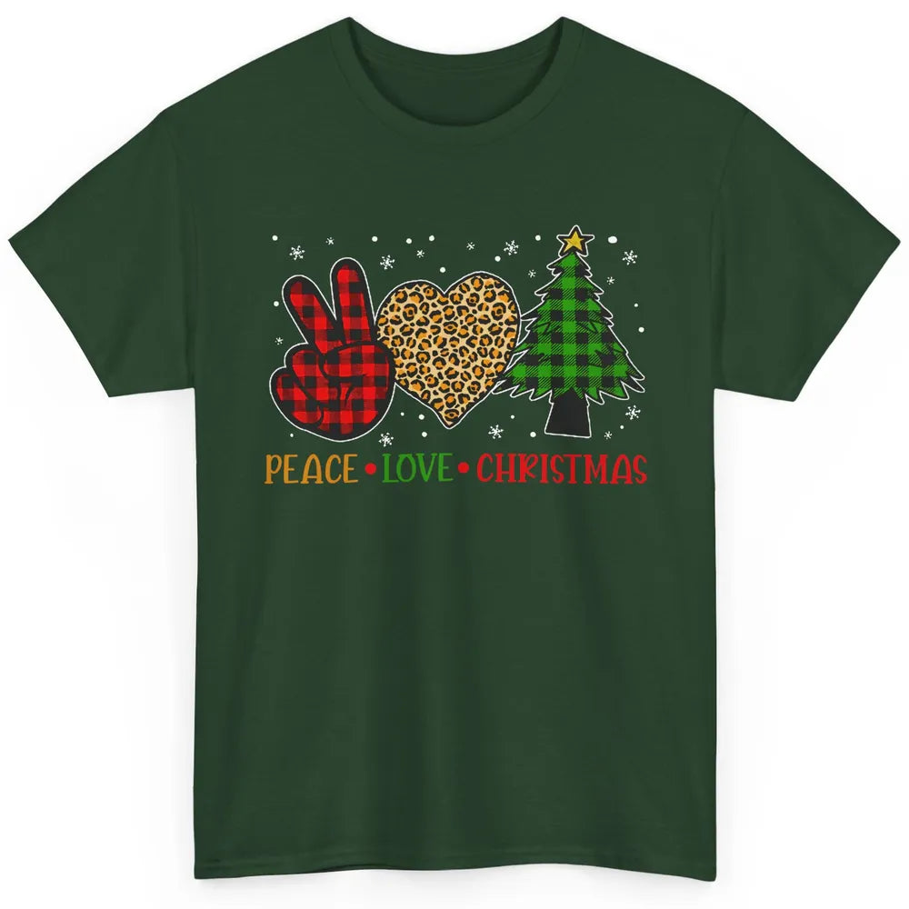 Peace Love Christmas Cute Christmas Heart Plaid Xmas Gift Classic Unisex T-Shirt